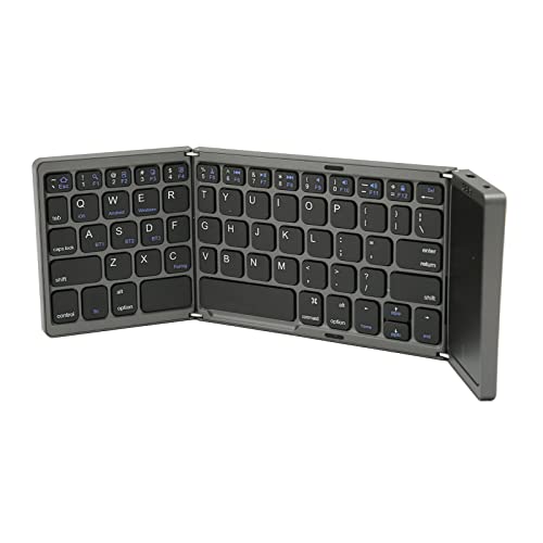 Lazmin112 Faltbare Kabellose Tastatur mit Touchpad, 64 Tasten, Leichte Tragbare Computertastatur Im Taschenformat mit Magnetverschluss, Typ C-Aufladung, für Android IOS Win (Grau) von Lazmin112