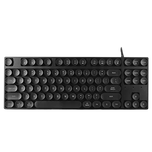 Lazmin112 Gaming-Tastatur, USB-verkabelte 87-Tasten-Tastatur mit Runder Tastenkappe, Farbenfrohe, Hintergrundbeleuchtete, Ergonomische, Mechanische Touch-Laptop-Tastatur, für Win XP OS X von Lazmin112