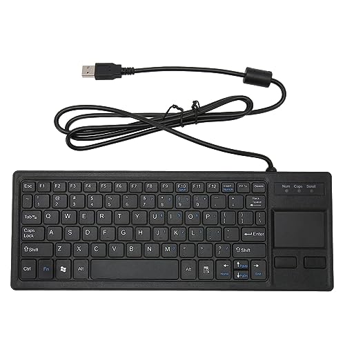 Lazmin112 Gaming-Tastatur mit Touchpad, USB-verkabelte Kompakte Computertastatur mit HUB-Funktion, X-Scherentasten, Plau Play, für Desktop-PC-Laptop von Lazmin112
