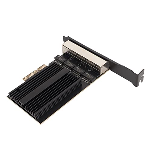 Lazmin112 Gigabit-Ethernet-Karte, 10 100 1000 2500 Mbit/s, 4 Port RJ45 PCIe WLAN-Karte, PCI E Vergoldete Pin-Netzwerkkarte, für Win 7 8 10 11 OS X Desktop-PC von Lazmin112