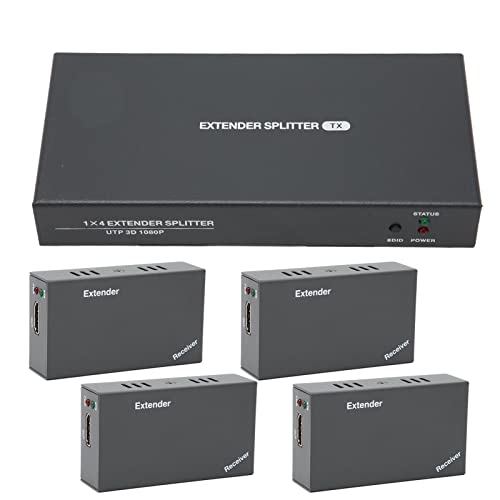 Lazmin112 HDMI-Extender-Splitter, 1x4 1080P 60Hz-Video-Extender, 60Hz-Übertragung auf 165 Fuß Länge, Effektiver Wärmeableitungs-Extender-Splitter, 100 Bis 240V von Lazmin112