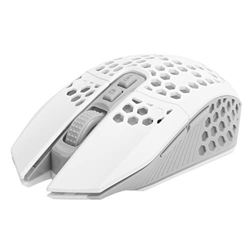 Lazmin112 Honeycomb Design Leichte Gaming-Maus, 2,4 GHz kabellose wiederaufladbare Gaming-Maus mit USB-Empfänger RGB-Hintergrundbeleuchtung Computermaus für Laptop-PC(Weiß) von Lazmin112