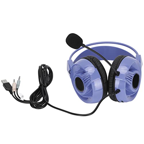 Lazmin112 Kabelgebundenes Gaming-Headset,Kopfhörer Over-Ear-Gaming-Kopfhörer Komfortabler Multifunktionaler Mehrfarbiger RGB-Kopfhörer mit Omnidirektionalem Mikrofon (Lila) von Lazmin112