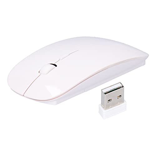 Lazmin112 Kabellose Maus, tragbare Maus, smart, schlank, 2,4 G, schnurlose Maus mit USB-Empfänger für Büro, Laptop, Computer, Tablet, Spiele, für Windows, OS X (weiß) von Lazmin112