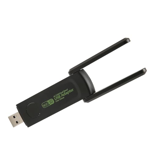 Lazmin112 Kabelloser USB-WLAN-Adapter für PC, 1300 Mbit/s, Dualband 2,4 G/5 G, 802.11 AC mit Doppelantenne, USB 3.0-Hochgeschwindigkeitsübertragung, Kühlkörperdesign, für WINXP/7/8/8.1/10 von Lazmin112