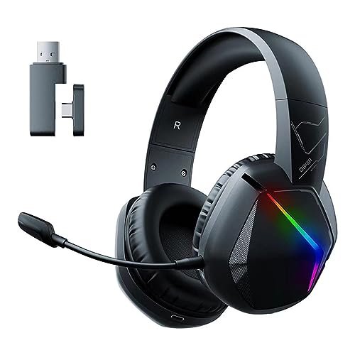 Lazmin112 Kabelloses Gaming-Headset mit Mikrofon, Bluetooth-Gaming-Kopfhörer, 45-Stunden-Akku, Coole RGB-Beleuchtung, Stereo-Sound, Ergonomisches Design, für Laptop-Computer von Lazmin112