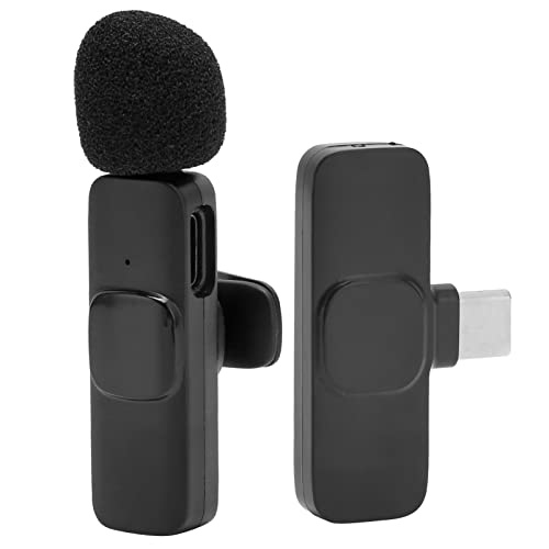 Lazmin112 Kabelloses Lavalier-Mikrofon, Kabelloses Bluetooth-Lavalier-Ansteckmikrofonsystem mit 1 Sender und 1 Empfänger Zur von Live-Stream-Vlog von Lazmin112