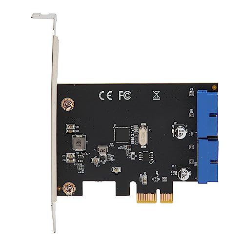 Lazmin112 PCI-E-zu-USB-3.0-Erweiterungskarte, 2 20-polige USB-3.0-Anschlüsse, Interner Zusatzkartenadapter, Schneller 5-Gbit/s-USB-Hub-Konverter, Unterstützt Hot-Swap-fähig, für Desktop-PC von Lazmin112