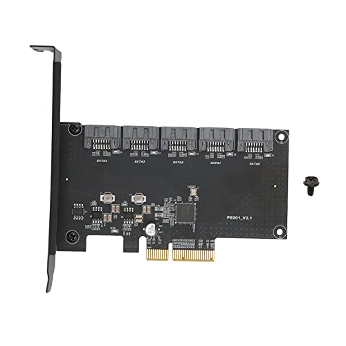 Lazmin112 PCIE-auf-5-SATA-Erweiterungskarten, 6 Gbit/s Übertragungsrate Plug-and-Play-5-Port-SATA3.0-Erweiterungskarten für Windows 7, 8.1, 10, für Desktop-PC von Lazmin112