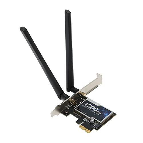 Lazmin112 PCIe-Ethernet-Karte mit 2 Antennen, 300 Mbit/s auf 2,4 G, 867 Mbit/s auf 5 G, Kabelloser Dualband-PCIe-Netzwerkkartenadapter, Unterstützt Bluetooth 4.0, für Desktop-PC von Lazmin112