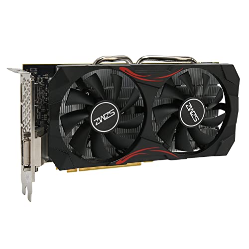 Lazmin112 RX 580 Gaming-Grafikkarte, 8 GB 256 Bit GDDR5 HDMI 3xDP DVI, Ellesmere/14 Nm Core 4K 60 Hz 1080p-Grafikkarte für PC-Gaming, Zwei Lüfter, PCI Express 3.0 X8 von Lazmin112