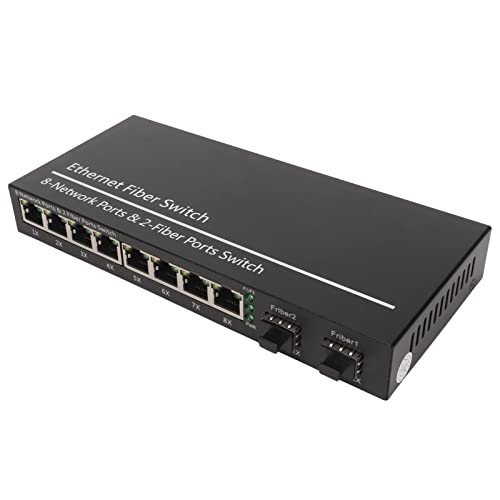 Lazmin112 SFP-Faser Schalter, 2 Optischer Hafen 8 Elektrischer Hafen-Faser Medien Schalter, Bis zu 120km RJ45 Port Ethernet-Medien Konverter mit LED-Anzeige 100 Bis 240V von Lazmin112