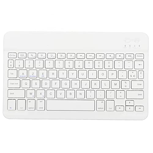 Lazmin112 Schlanke Kabellose 10-Zoll-Tastatur, Wasserdicht, Französisches AZERT, Tragbar für Tablet-Telefon-Computer (White) von Lazmin112