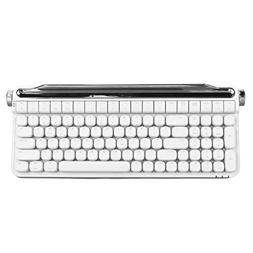 Lazmin112 Schreibmaschinentastatur, 100 Tasten, Roter Schalter, RGB-Hintergrundbeleuchtung, Mechanische Tastatur, 20 LED-Hintergrundbeleuchtungsmodi, Retro-USB-Bluetooth-5.1-Tastatur (Weiss) von Lazmin112