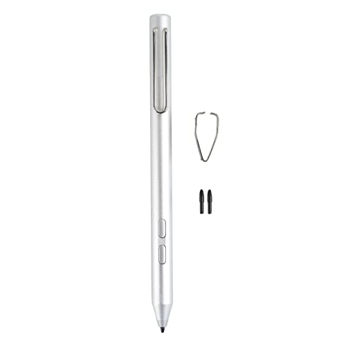 Lazmin112 Stylus Pen, 2048 Pressure Sensitivity 2 Buttons Silver Touchscreen Digital Pen mit 2 Spitzen, für Touchscreens, für Microsoft Tablet Pro 6 5 4 3 von Lazmin112