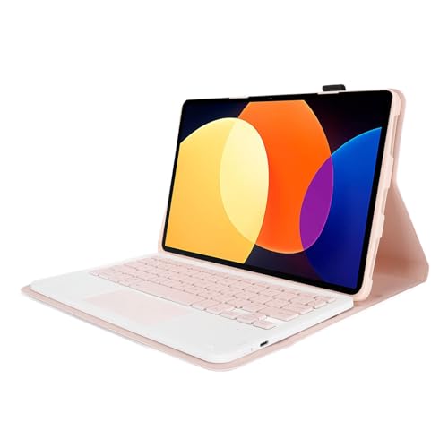 Lazmin112 Tablet-Hülle mit Tastatur, Magnetische Abnehmbare Kabellose Bluetooth-Tastatur mit Touchpad, Tablet-Schutzhülle, Integrierter Stiftschlitz, für Mi Pad 5 5 Pro 11 Zoll 2023 (PINK) von Lazmin112