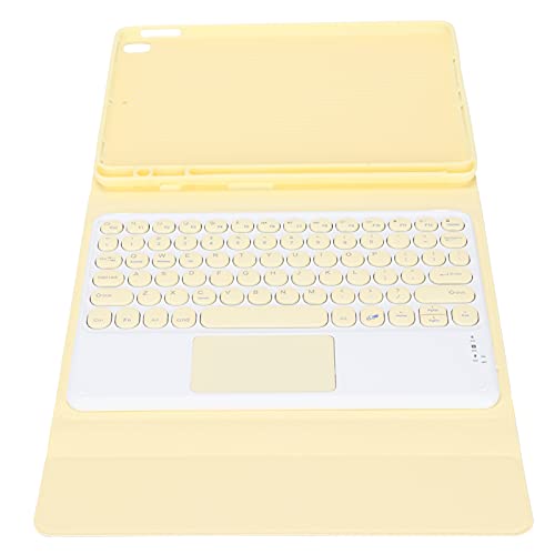 Lazmin112 Tablet-Tastatur mit Silikonhülle, 10 Zoll Runde Tastenkappe Touch Tragbare Drahtlose -Tastatur für IOS Tablet/Air10.5/Pro10.5 (Gelbe runde Cap Touch + Ledertasche) von Lazmin112