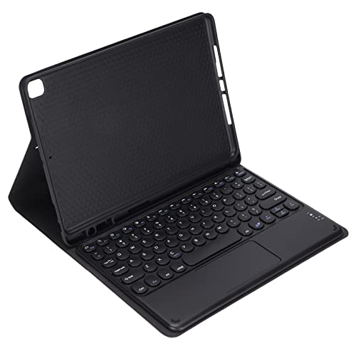 Lazmin112 Tablet-Tastatur mit Silikonhülle, 10 Zoll Runde Tastenkappe Touch Tragbare Drahtlose -Tastatur für IOS Tablet/Air10.5/Pro10.5 (Schwarze runde Cap Touch + Ledertasche) von Lazmin112