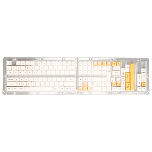 Lazmin112 Tastatur-Tastenkappen, 140 Tasten, Bienenmuster, XDA-Höhe, Thermosublimation, PBT-Tastenkappen, Gelb, Weiß, DIY-Tastenkappen für Mechanische Tastatur, Englisch von Lazmin112