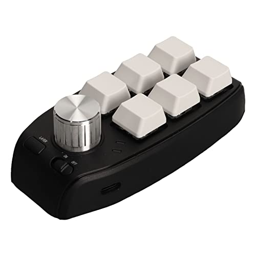 Lazmin112 -Tastatur mit 6 Tasten, Drahtlose USB-BT-programmierbare Tastatur, Eingebaute 300-mAh-Batterie, Angepasste Mechanische Einhandtastatur mit Knopf, für Gaming-Musikmedien von Lazmin112