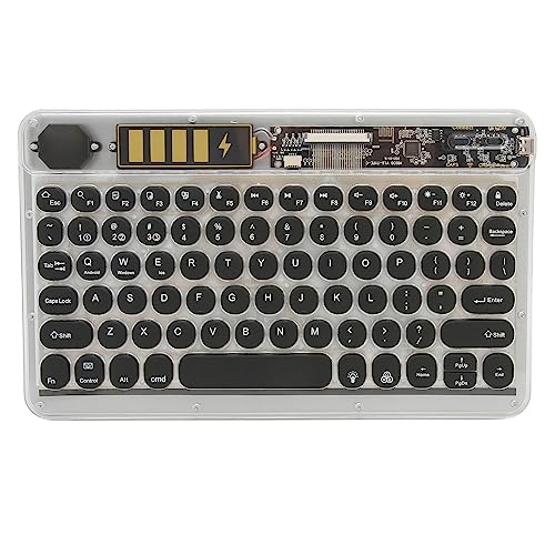 Lazmin112 Tragbare 10-Zoll-BT-Tastatur, Leises, Reaktionsschnelles Tippen, Farbenfrohe Tastatur mit Acrylabdeckung, Leichte, Schlanke Design-tragbare Tastatur für Telefon, Laptop, Tablet (Schwarz) von Lazmin112