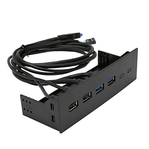 Lazmin112 USB 3.0 Front Panel, 5,25 in 4 Ports 5Gbps Hochgeschwindigkeits-Front-Panel-Nabe Sicherer Schutz 19pin USB Front Panel Hub für PC von Lazmin112