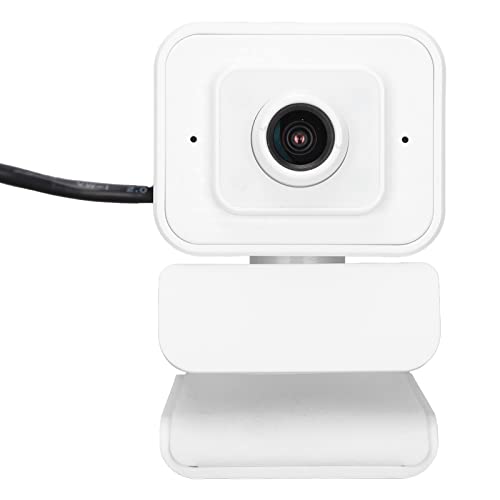Lazmin112 Weiße Webcam, Hohe Auflösung 1080P 30fps, 360-Grad-Drehung, Kabelgebundene USB-Computer-Webcam, für Live-Übertragung von Online-Klassentreffen von Lazmin112