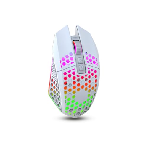 Lazmin112 Wireless Gaming Mouse Wiederaufladbare, stumm aufladende Maus Wireless RGB Luminous Hollow Gaming 2,4-GHz-Computerzubehör für PC-Computer Laptop-Gaming-Player(Weiß) von Lazmin112