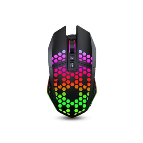 Lazmin112 Wireless Gaming Mouse Wiederaufladbare, stumm aufladende Maus Wireless RGB Luminous Hollow Gaming 2,4-GHz-Computerzubehör für PC-Computer Laptop-Gaming-Player(schwarz) von Lazmin112