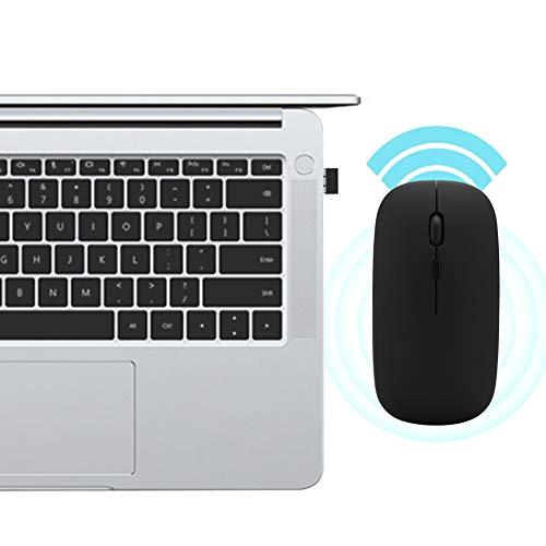 Lazmin112 Wireless Slim Mouse, 2,4 GHz Dual Mode Energiesparfunktion Optische Maus mit USB-Empfänger für PC/Mac/Laptop (Schwarz) von Lazmin112