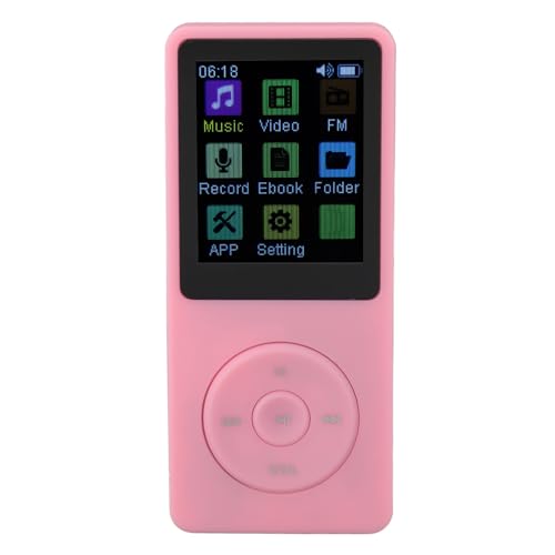 MP3-Musik-Player, Sprachaufzeichnung, 7 Soundeffekt-Modi, Digitaler Video-Player mit 1,8-Zoll-TFT-Bildschirm, Tragbarer 200-mAh-USB-Musik-Player für Reisen (Light Red) von Lazmin112