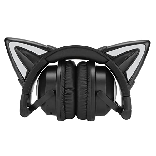 Niedliches Katzenohr-Headset, Kabelloser Bluetooth-Stereo-Gaming-Kopfhörer, Faltbarer Musikkopfhörer mit Buntem LED-Licht, 8 Bis 10 Stunden Spielzeit, für Kinder und Erwachsene von Lazmin112