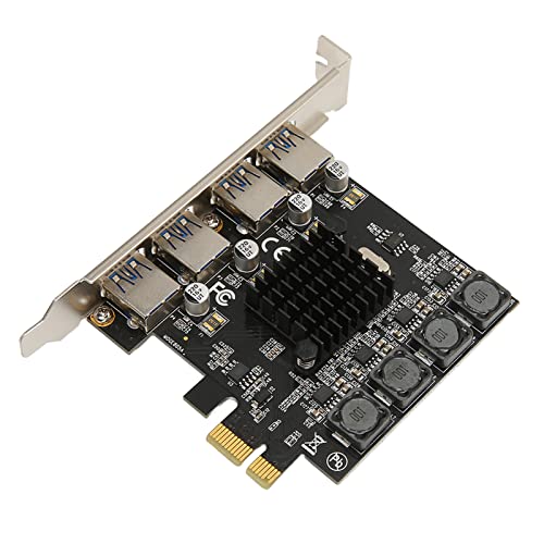 PCIE-zu-USB-Erweiterungskarte, 4 USB 3.0-Ports 5 Gbit/s Hochgeschwindigkeits-PCI-Express-Karte Umfassender Schutz Selbstversorgter PCI-E-zu-USB-Hub für für Linux von Lazmin112
