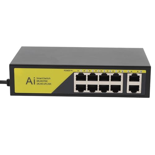 POE -Switch, Netzwerkschalter 100 Mbit / S 120W Metal Shell Stabil für Router (EU-Stecker) von Lazmin112