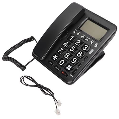 Schnurgebundenes Telefon, Großtastentelefon für Senioren, Festnetztelefon für Den Heimgebrauch mit LCD-Display, Anrufer-ID, Freisprechfunktion, Tastenkombinationen, Support-Erweiterungen (Schwarz) von Lazmin112