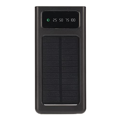 Solar-Powerbank, Tragbares 20000-mAh-Solartelefon-Ladegerät mit Taschenlampe, Unterstützt die Leistungsanzeige, Zwei Ausgangsanschlüsse, Kompatibel für USB-Micro-USB-Geräte (Schwarz) von Lazmin112