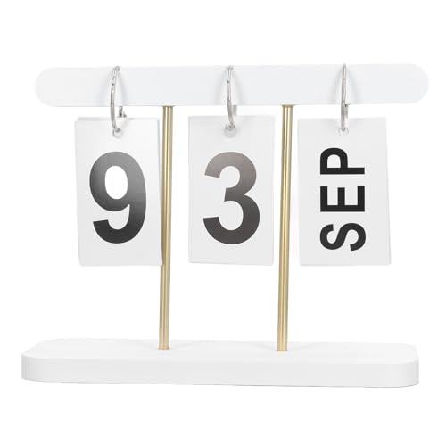 Stehende Flip -Kalender, Minimalistisches Großes Display Attraktive Stabile Basis Wiederverwendbar (WHITE) von Lazmin112