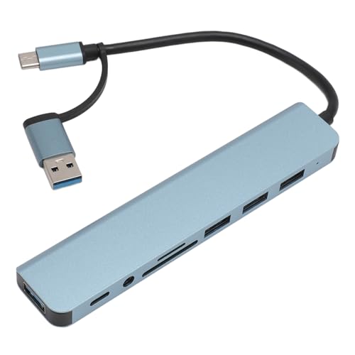USB-C-Hub, 8-in-1-Multi-Port-Adapter, 3 USB, TF-SD-Kartenleser, Typ-C-Datenanschluss, 3,5-mm-Sound-Schnittstelle, für Laptop-Desktop-Tastaturen, Flash-Laufwerke von Lazmin112