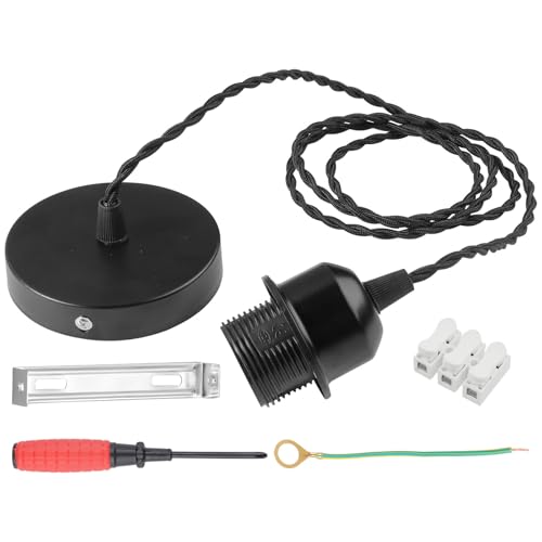 Lampenaufhängung E27 mit Schraubring 150cm Kabel Doppellinie und Schraubendreher Lampenfassung Lampenhalterung Hängelampe pendelleuchte fassung Deckenlampe für Wohnzimmer Esszimmer - Schwarz von LbsAMP
