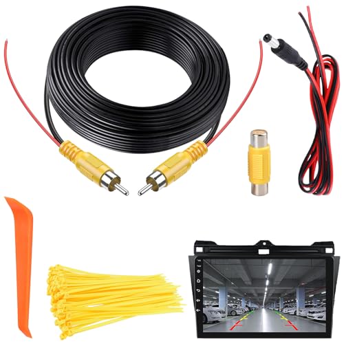 LbsAMP 10M Auto Rückfahrkamera Verlängerungskabel mit 1 Cinch Kupplung Buchse auf Buchse und 1.2M DC Stromkabel RCA Videokabel Cinch Verlängerung AV Verlängerungskabel für Monitor und Rückfahrkamera von LbsAMP