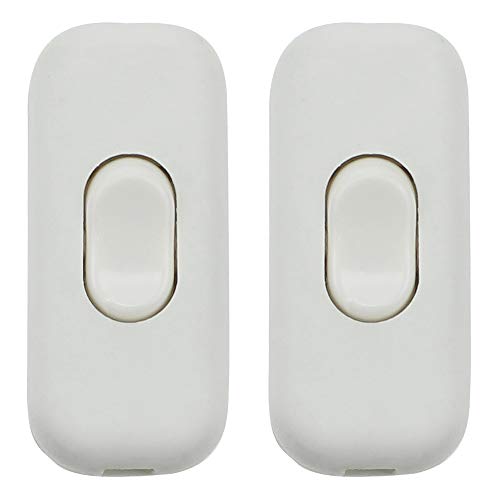 Schnurzwischenschalter 2 Stück Lampen-Schalter Inline ON/OFF Tisch Schreibtischlampe Kabel Schalter für 2- und 3-adrige Kabel 6A 250V Matt Weiß von LbsAMP