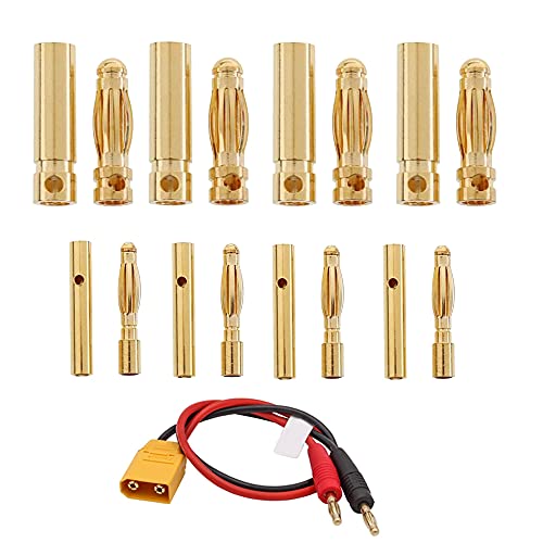 Vergoldete Bananenstecker 60 Stück 2mm 4mm Motor Elektronische Weiblich Männlich Stecker Goldkontaktstecker 30 Paar RC Brushless Motor ESC Kugelstecker für Lipo Akku und andere Verbindungen von LbsAMP