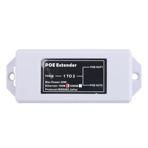 Lckiioy 1 auf 2 Port POE Extender 100Mbps IEEE 802.3Af/At Standard 48V Extender POE Extender für NVR IP Kamera POE Extend 100 Meter für POE-Reichweite von Lckiioy