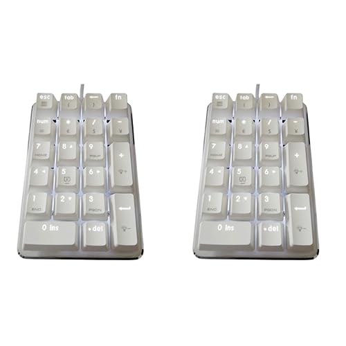 Lckiioy Mechanischer Ziffernblock mit 21 Tasten, weiße Hintergrundbeleuchtung, mit Kirschblauen Schaltern für Notebook, Desktop-PC, 2 Stück von Lckiioy