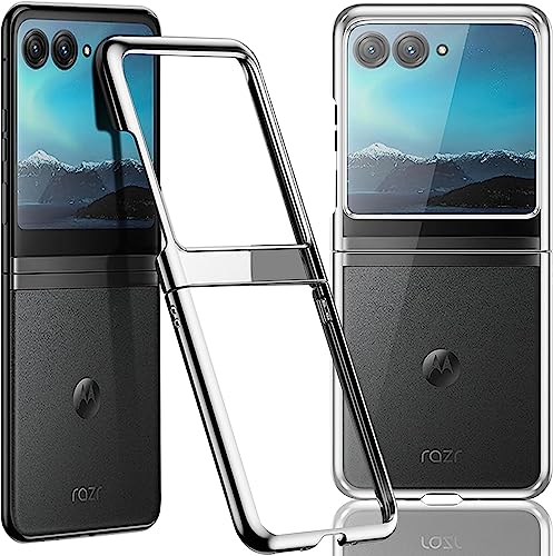 Lcmei 2023 Neue durchsichtige Schutzhülle für Motorola Razr 40 Ultra, schlanke, Kratzfeste, galvanisierte Schutzhülle (Silver) von Lcmei