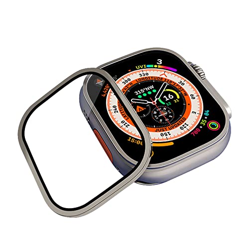 Lcmei Displayschutzfolie aus gehärtetem Film aus Aluminiumlegierung für Apple Watch 8 Ultra, Displayschutzfolie aus Metall (Titanium Color) von Lcmei