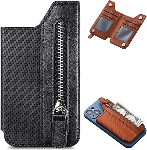 Multifunktionaler selbstklebender Handy-Geldbörsen-Kartenhalter, Handy-Stick-on-Karten-Geldbörsenhülle, strukturierter Leder-Handyständer für die Rückseite der Handyhülle, Klapphalterung (Black) Multifunktionaler selbstklebender Handy-Geldbörsen-Kartenhalter, Handy-Stick-on-Karten-Geldbörsenhülle, strukturierter Leder-Handyständer für die Rückseite der Handyhülle, Klapphalterung (Black) von Lcmei