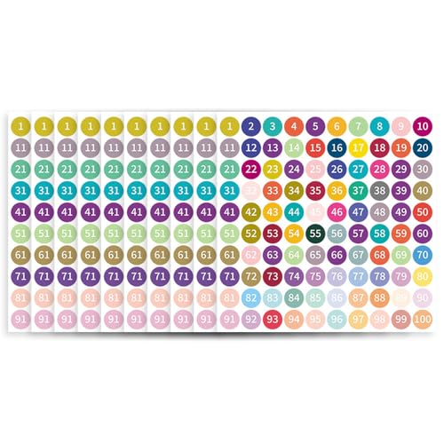 10 Blätter 1-100 Aufeinanderfolgende Zahlenaufkleber Multikolored Small Dots Adhäsive Labels Für Office Unterlagen Zu Hause Dekore 10 Blätter 1-100 Aufeinanderfolgende Zahlenaufkleber Multikolored Small Dots Adhäsive Labels Für Office Unterlagen Zu Hause Dekore von Ldabrye