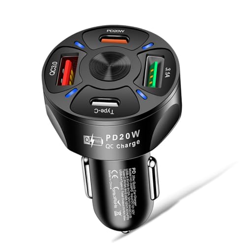 38 W USB C Autoladeadapter 4 Anschlüsse für Familienreisen PD20W Typ C USB 3.1A Schnellladung für Auto mehrere Geräte 38 W USB C Autoladeadapter 4 Anschlüsse für Familienreisen PD20W Typ C USB 3.1A Schnellladung für Auto mehrere Geräte von Ldabrye