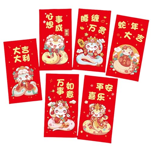 6 Stück Chinesische Neujahrsdekoration Goldfolie Schlangen-Thema Rötungen Umschläge Frühlingsfest Geldpakete für Kinder 6 Stück Chinesische Neujahrsdekoration Goldfolie Schlangen-Thema Rötungen Umschläge Frühlingsfest Geldpakete für Kinder von Ldabrye